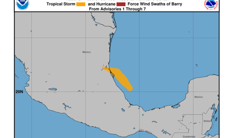 ...BARRY DISSIPATES OVER EASTERN MEXICO...