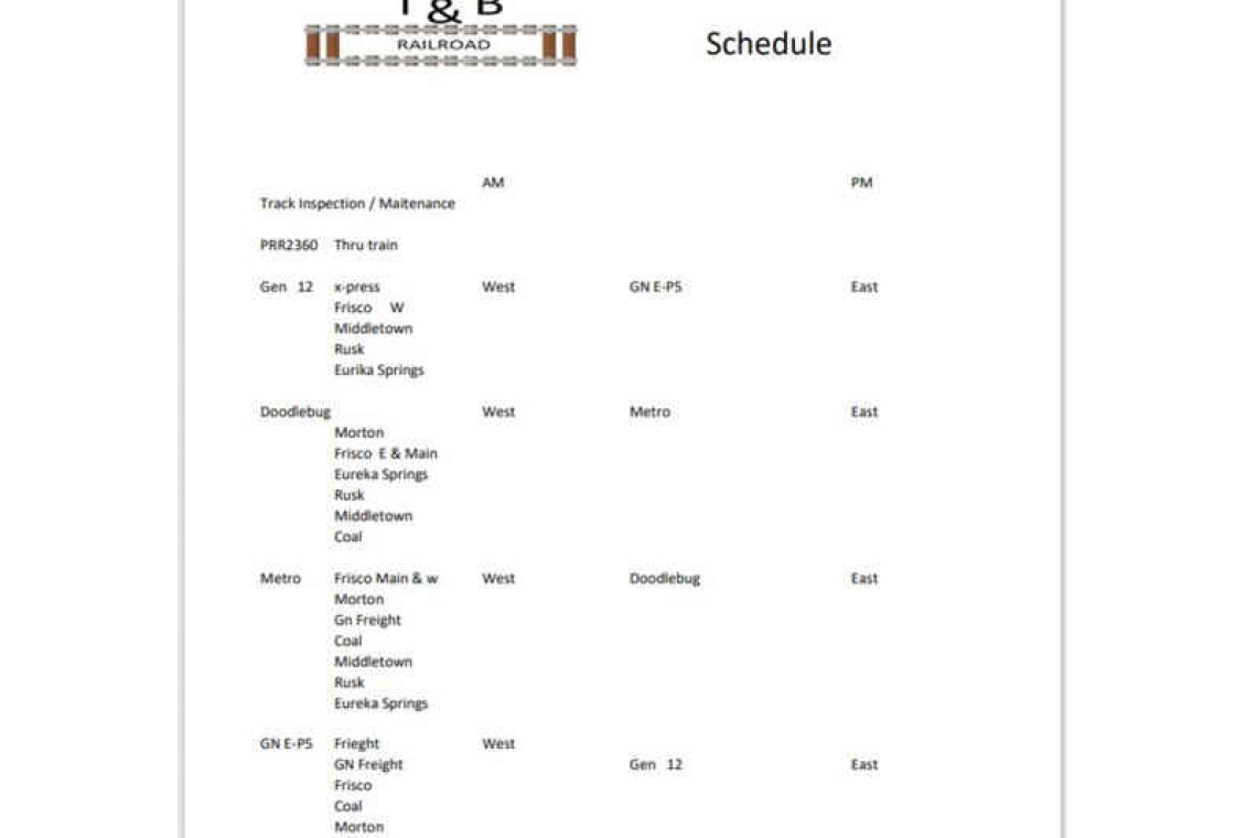 Schedules: Around the tracks with Coach Tom