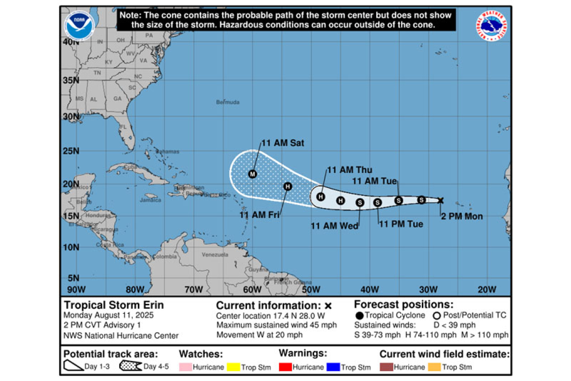 ..TROPICAL STORM ERIN FORMS JUST WEST OF THE CABO VERDE ISLANDS...