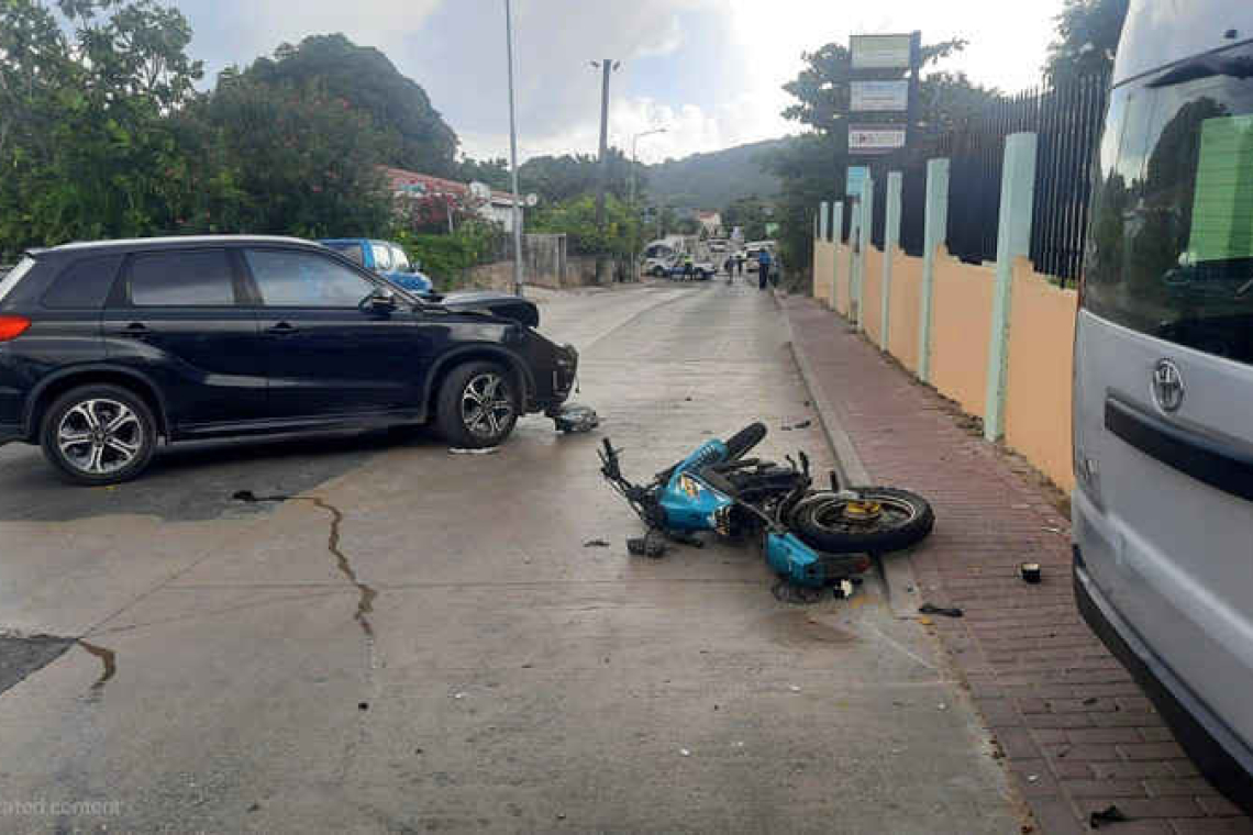 Motorcyclist injured in morning  collision on A.Th. Illidge Road