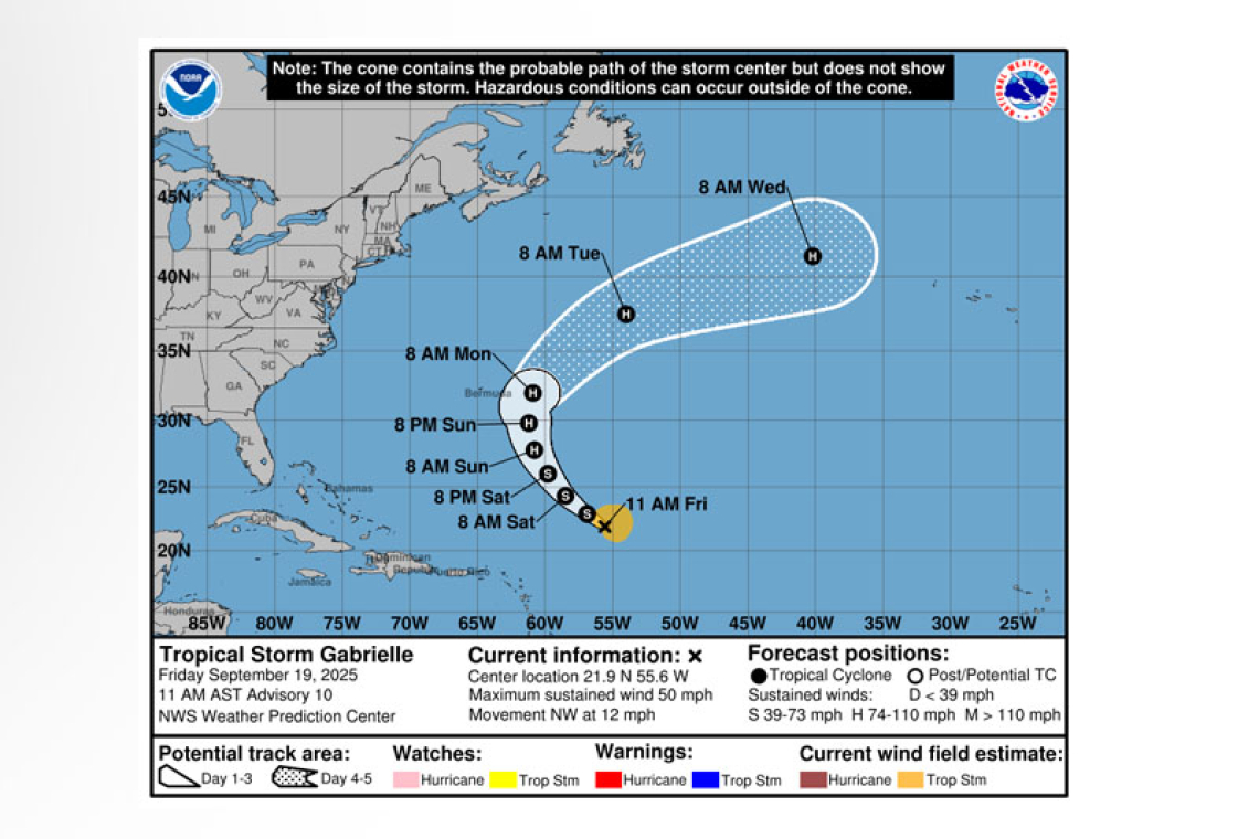 ...GABRIELLE FORECAST TO STRENGTHEN AND BECOME A HURRICANE BY  SUNDAY…