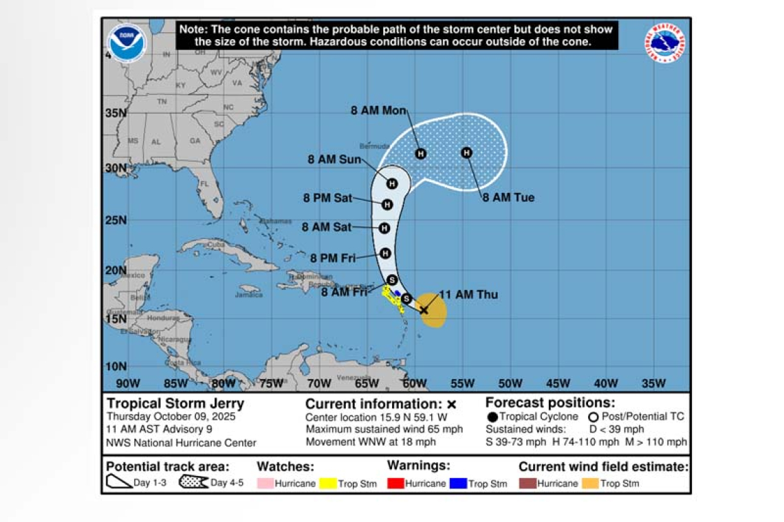 ...JERRY EXPECTED TO BE NEAR THE NORTHERN LEEWARD ISLANDS LATER TODAY...