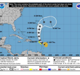 ...JERRY EXPECTED TO BE NEAR THE NORTHERN LEEWARD ISLANDS LATER TODAY...