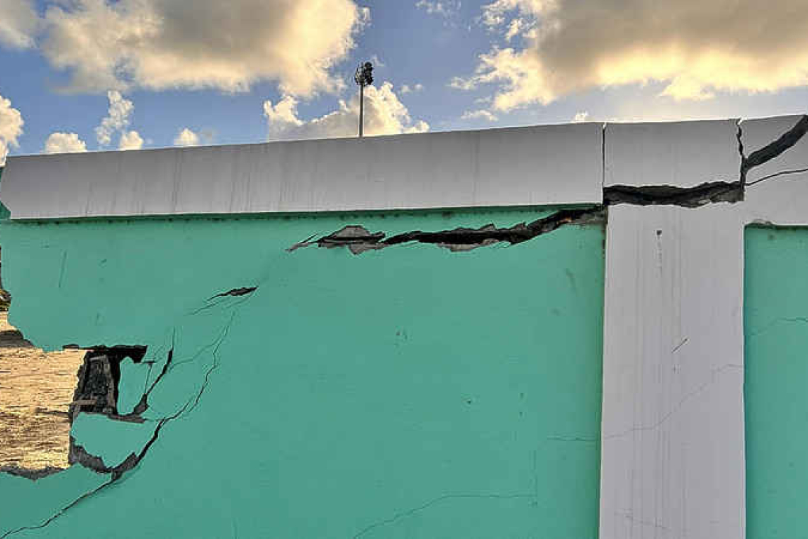 Little League stadium wall damaged