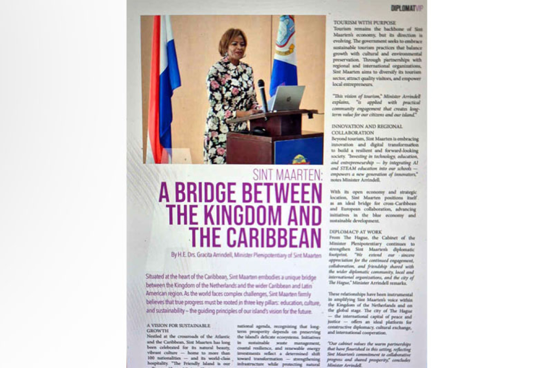 Minister Plenipotentiary Arrindell featured in Diplomat Magazine