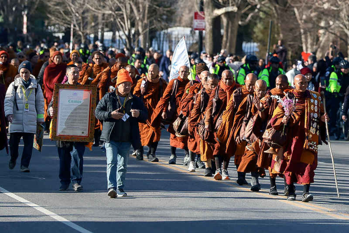 Walk for peace: Buddhist monks arrive  in Washington after 2,300-mile journey