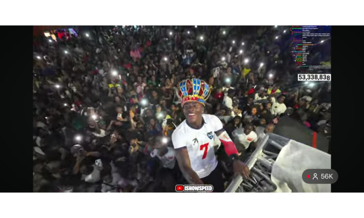 ShowSpeed touches  down amid wild fanfare