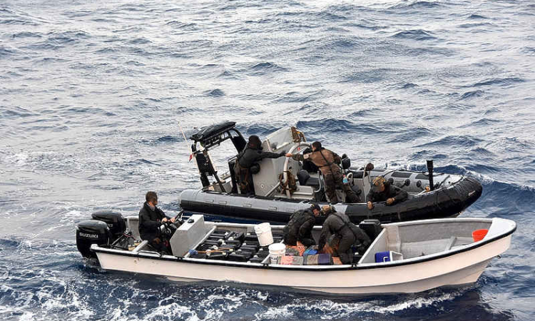 French Navy vessel seizes 737kg  of cocaine from suspect speedboat