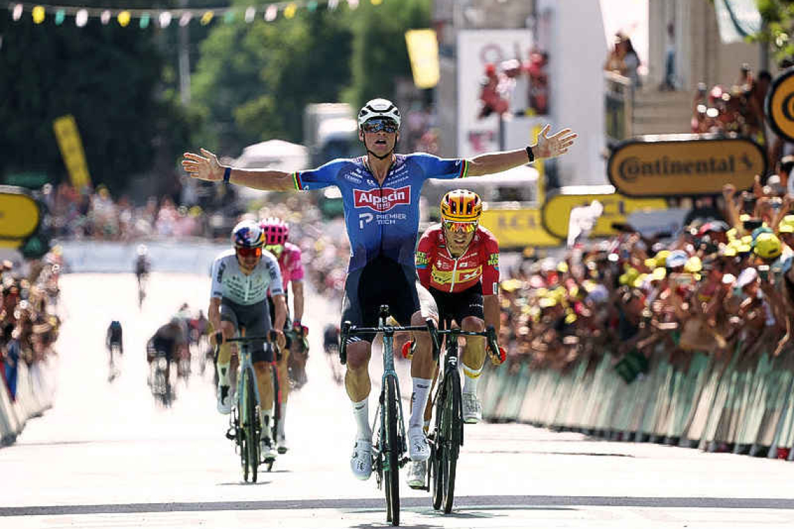 Van der Poel rides to victory in Tour de France stage nine, Pogacar retains yellow