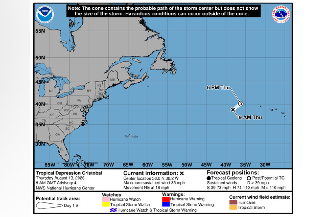 ...CRISTOBAL BECOMES A TROPICAL DEPRESSION AND IS EXPECTED TO DISSIPATE TODAY...