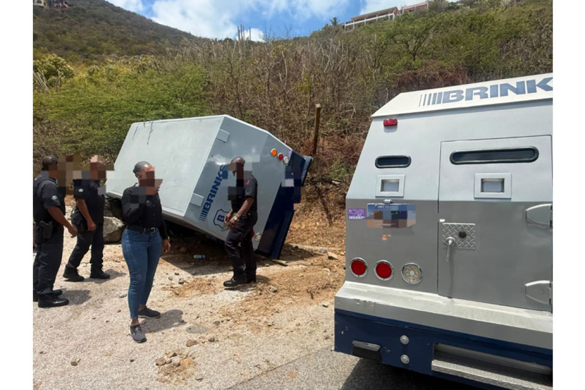 Brinks armoured truck  overturned on link one