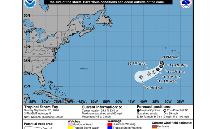 ...TROPICAL STORM FAY STRENGTHENS AS IT MOVES TOWARDS THE NORTHEAST...