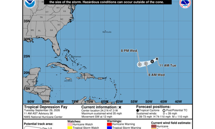 ...FAY WEAKENS INTO A DEPRESSION...