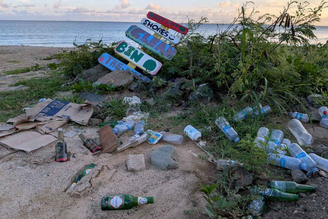 Litter on Little Bay Beach only  weeks after coastal clean-up