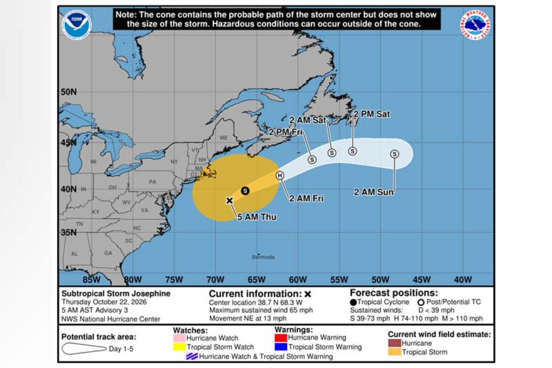 ...JOSEPHINE ACCELERATING NORTHEASTWARD AWAY FROM THE UNITED STATES...